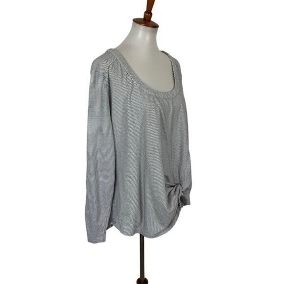 eShakti 3X Gray White Twist Front Long Sleeve Tunic Top Plus Size - Picture 2 of 5
